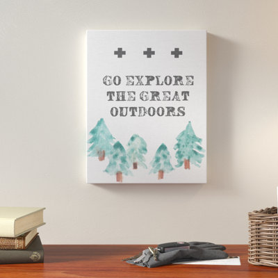 'Go Explore The Great Outdoors Tree Line Drawing' Wall Art
