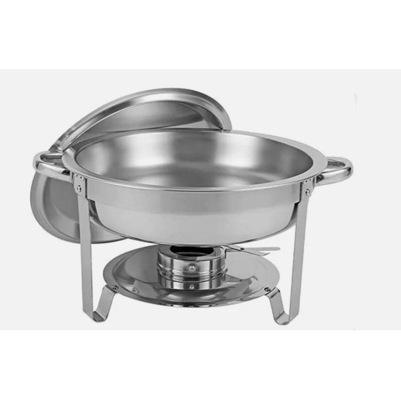 Belfry Kitchen Stainless Steel Round Chafing Dish Buffet Dish Party Round Food Warmer With Stainless Steel Lid 8.5 L