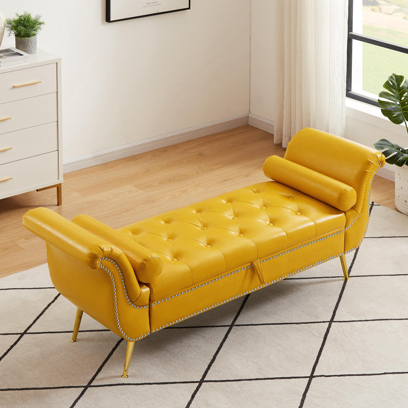 Banc de rangement rabattable, Jaune