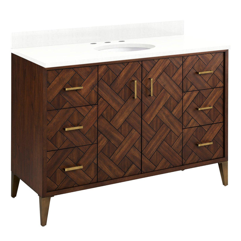 Patzi 48" Free Standing Single Basin Vanity Set with Cabinet and Vanity Top, Feathered White Quartz