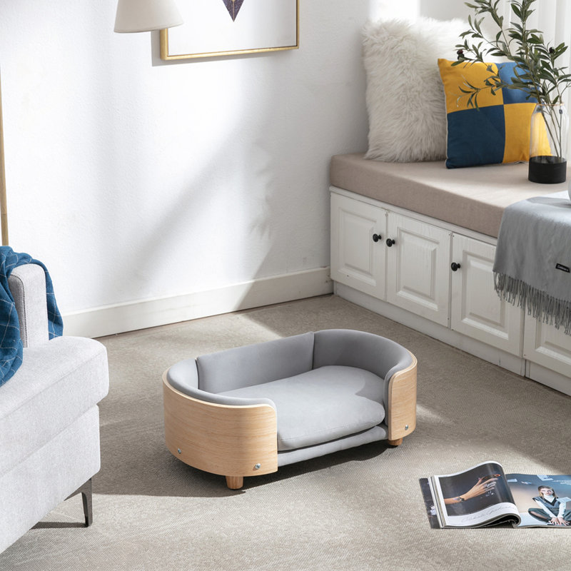 Petit lit pour chien de style scandinave, Gris clair / naturel, Petit (H 9,84 po x l 26,38 po x P 16,14 po)