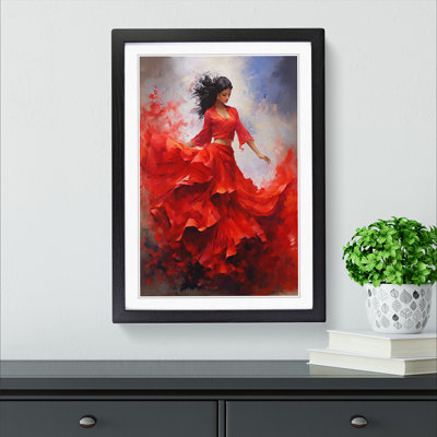 Flamenco Dancer Contemporary - Single Picture Frame Print on Wood