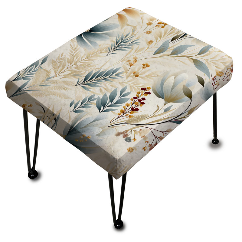 Ethereal Neutrals Ii Boho Pattern - Floral Rectangle Ottoman