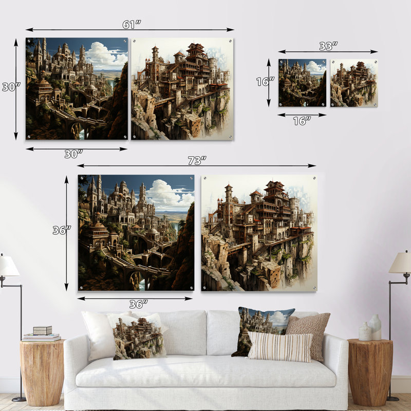 Ensemble de 2 peintures murales en acrylique, H 16 po x l 33 po
