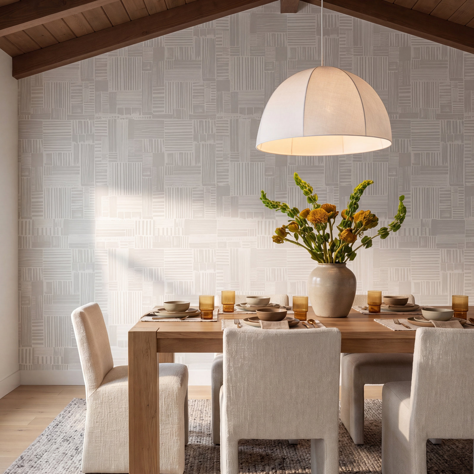 Yuki Osada Modern Geometric Wallpaper, Light Gray