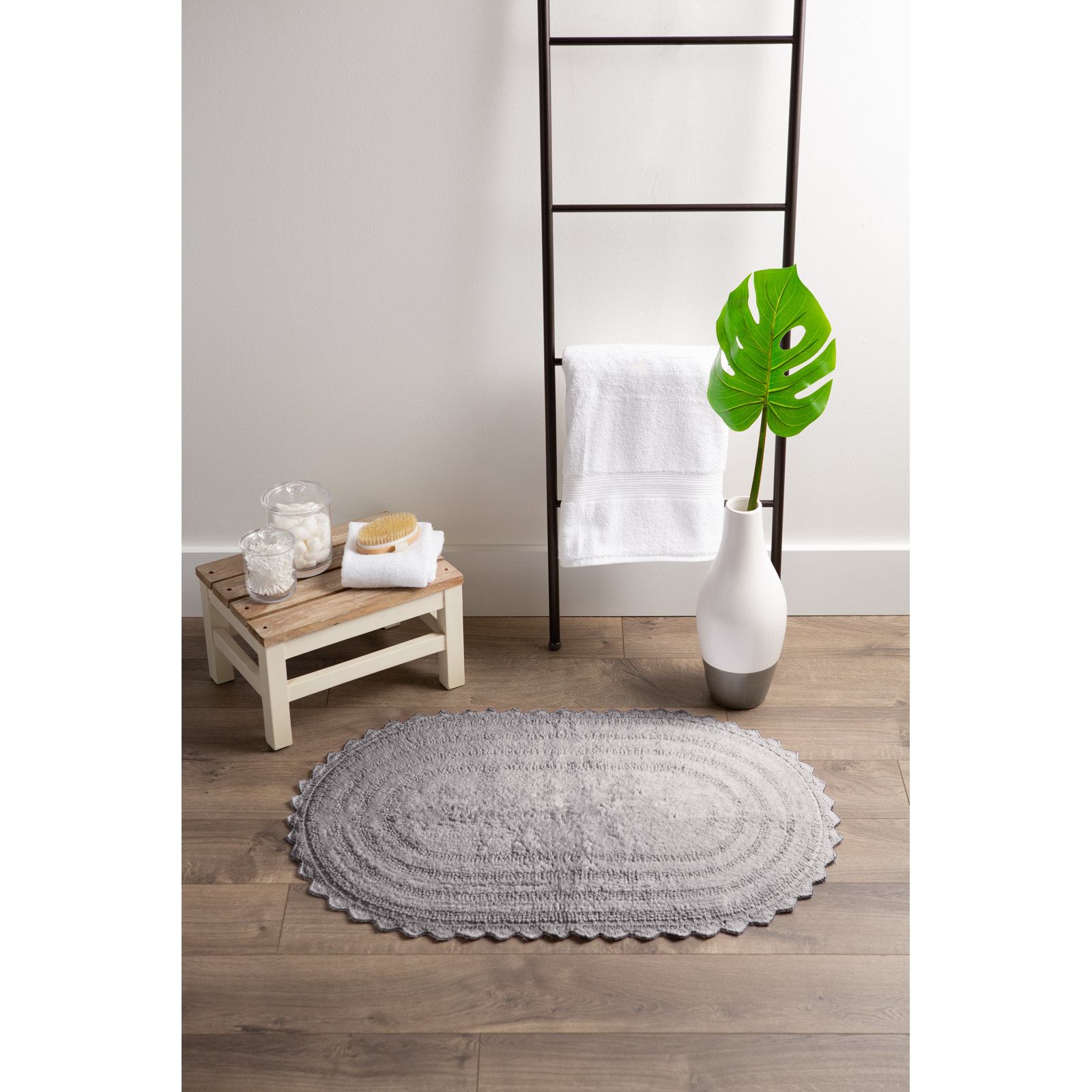 Lisk Cotton Blend Bath Rug, 21" W x 34" L, Gray