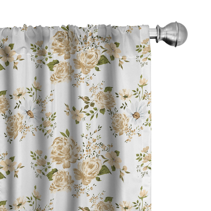 Flowers Floral Semi-Sheer Rod Pocket Curtain Panels, 28" x 84"