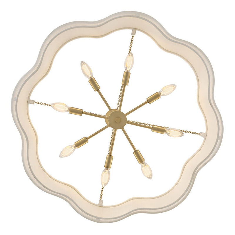 Gwen 8 - Light Steel Chandelier, Lacquered Brass