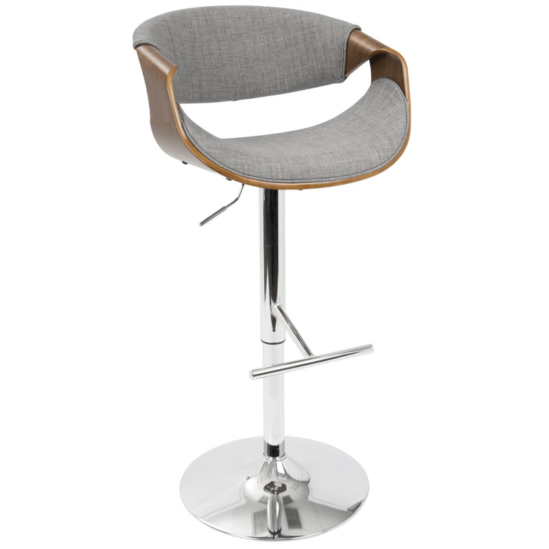 Archaimbaud Swivel Adjustable Height Bar Stool, Gray Textured