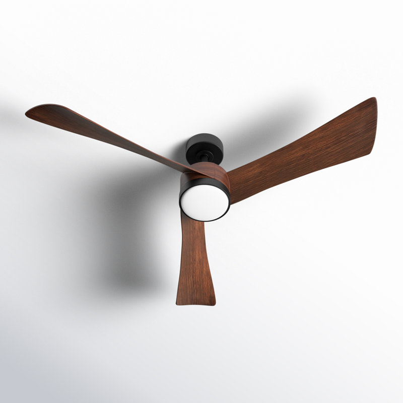 Ventilateur de plafond 54 po à 3 pales DEL moderne avec télécommande et ensemble d'éclairage 54 po, Noir mat / Noyer