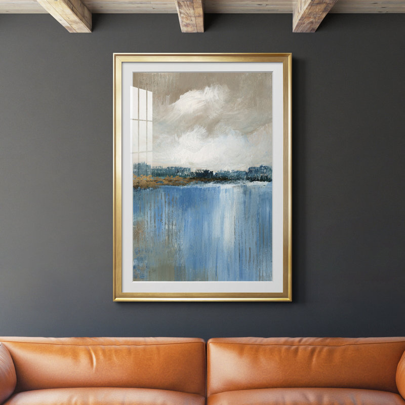 " Wind And Water ", Gold Framed Paper, 26.5" H x 36.5" W x 1.5" D, White Mat