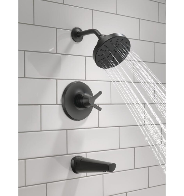 Galeon Tub and Shower Faucet, Matte Black