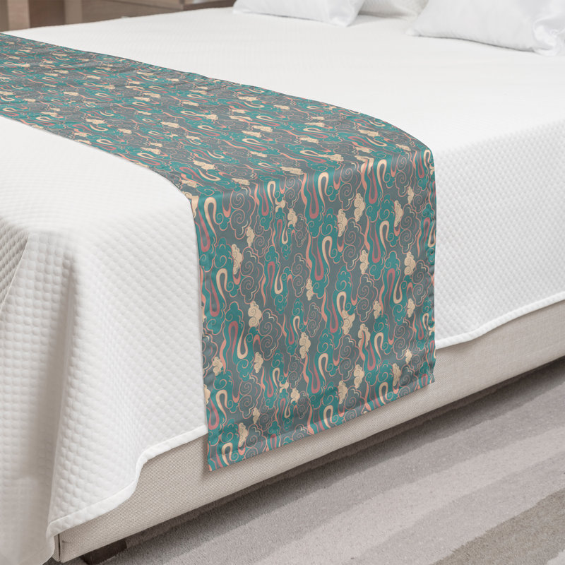 Chemin de lit Ambesonne Clouds Fantasy World Wavy Stripes, Grand