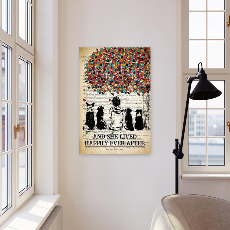 «Dog and She Lived Happily Ever After Vintage», impression sur toile tendue, H 20 po x l 16 po x P 1,25 po