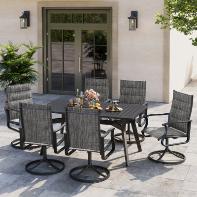 Chaise berçante rembourrée pivotante à 360 ° PVC-coated polyester - Design à dossier bas pour patio et jardin