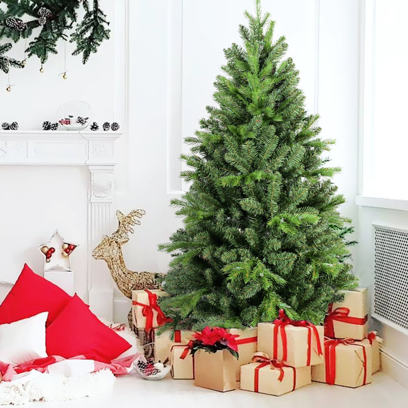 Arbre de 7,5 pi, 1599 pointes en PE +, apparence naturelle, branches articulées, installation simple, support en métal stable, arbre de Noël classique avec plein et branches pour un support sans effort,