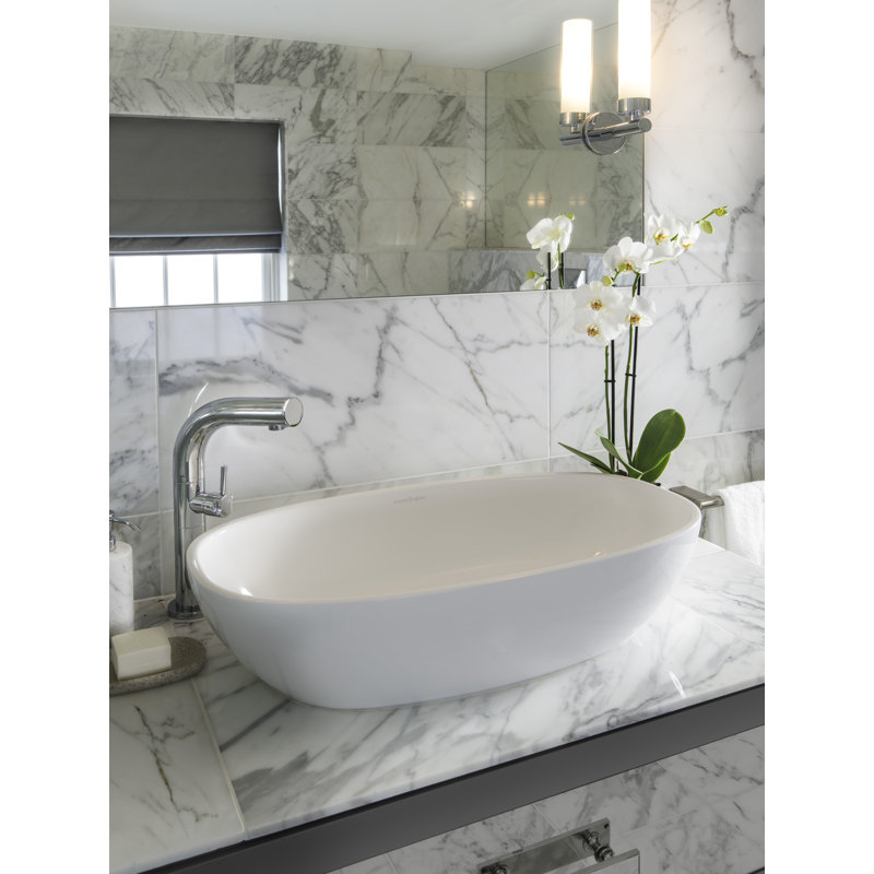 Barcelona 64 Oval 25" Vessel Lavatory Bathroom Sink with Overflow, Matte White