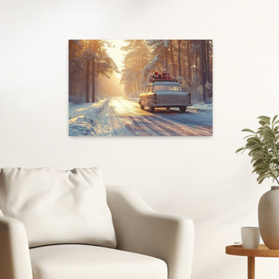 «Christmas Road Trip», rétro, rétro, forêt naturelle, impression d'art mural