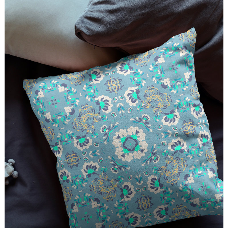  Housse de coussin et insert Love and Liberty, 16 po x 16 po, Bleu clair/blanc