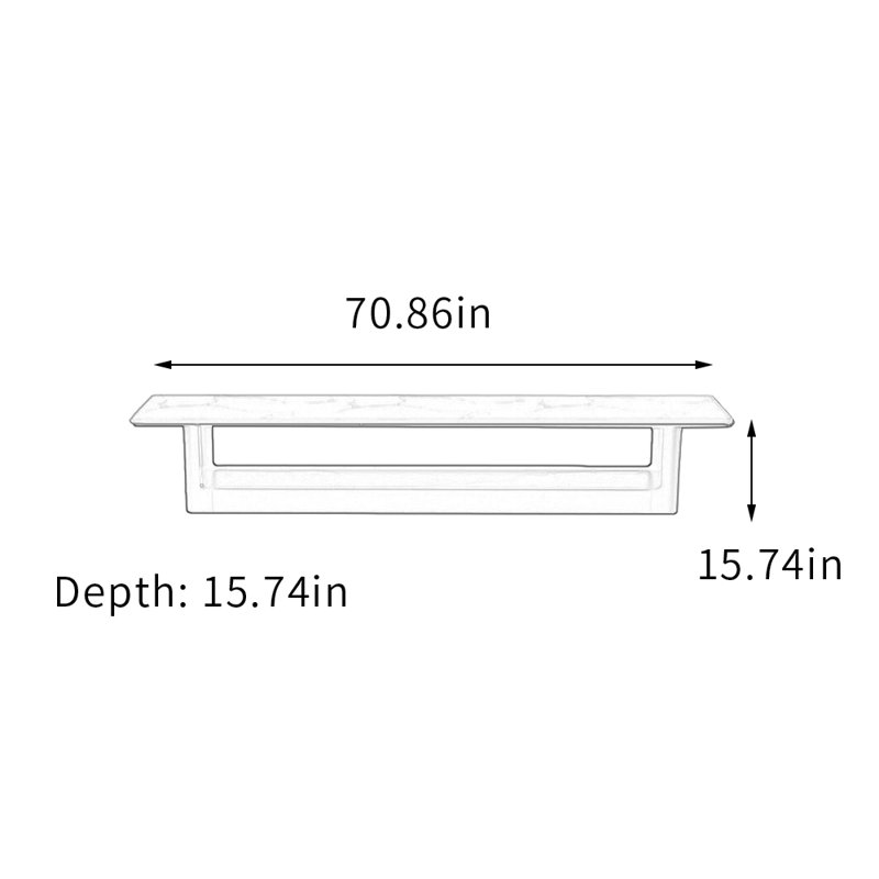 Meuble télé Minimalist, H 15,74 po x L 70,86 po x l 15,74 po, Blanc/Noir