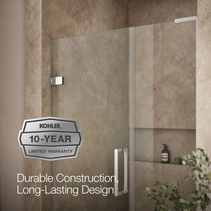 Composed 4646-3/4-In W X 71-1/2-In H Frameless Pivot Shower Door With 3/8-In Crystal Clear Glass And Back-To-Back Vertical Door Pulls