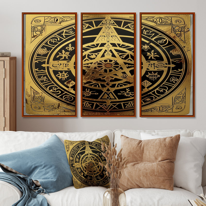 TETETRIA - Boho Mandala, ensemble d'art mural, Cadre flottant brun, H 32 po x l 48 po x P 1 po