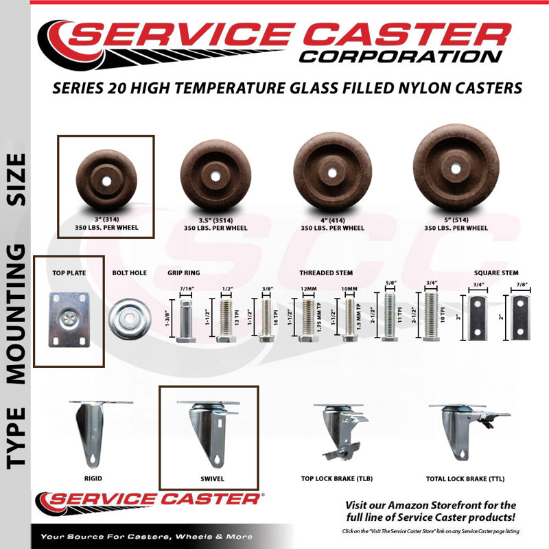 High Temp Glass Filled Nylon Caster