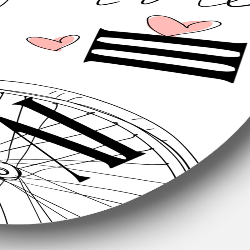 Jeune fille à vélo - horloge murale pour enfants, Surdimensionné
