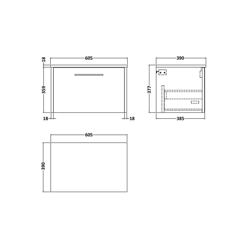 Juno 60.5cm Single Bathroom Vanity Base Only