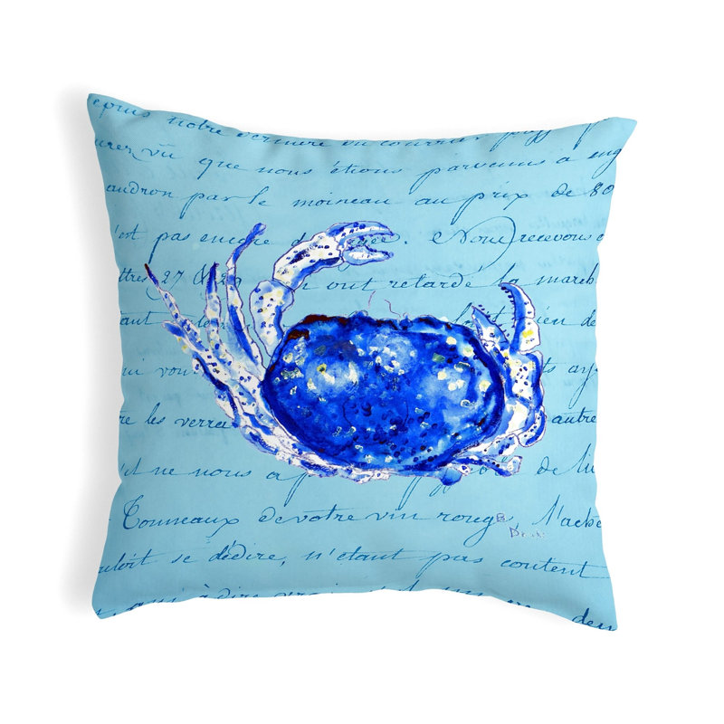 Script Crab Outdoor Reversible Throw Pillow