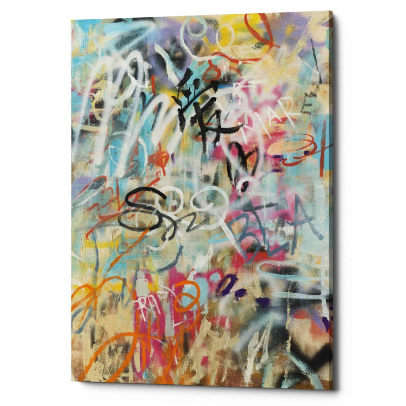 «Graffiti Love» par Danhui Nai, art mural sur toile, H 26 po x l 18 po x P 0,75 po