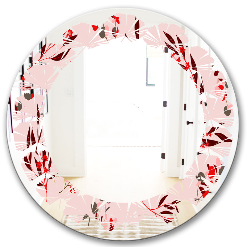 Modern Farmhouse Wall Mirror, 23.6" x 23.6" , Leaves Eucalyptus Floral Pattern II