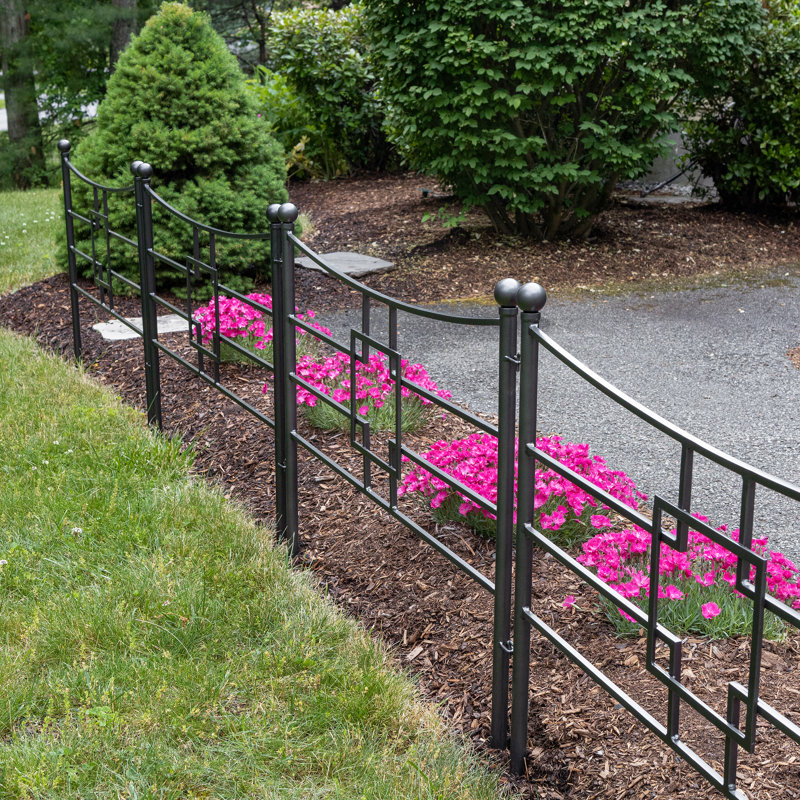 Graphite Wrought Iron Square Garden Fence Set of 4