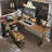 Light-walnut L-Shaped Solid Wood desk-1335306292-1335306295