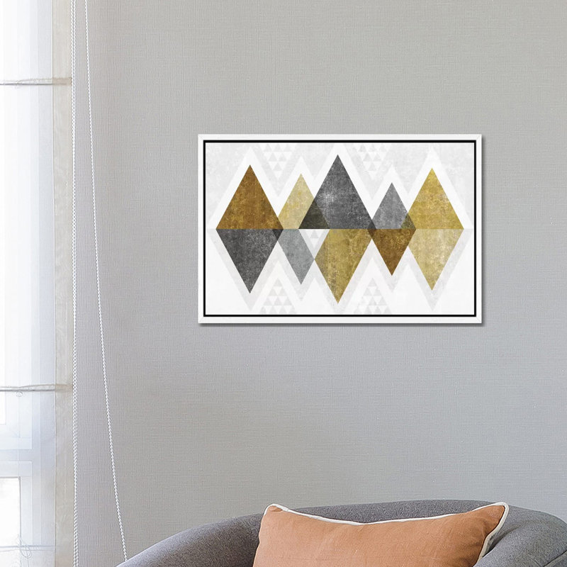 Mod Triangles II.B by Michael Mullan - Wrapped Canvas Painting, 66.04 cm H x 45.72 cm W, White Floater Framed