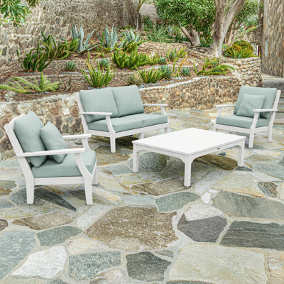 Chinoiserie 4 - Person Outdoor Seating Group with Cushions