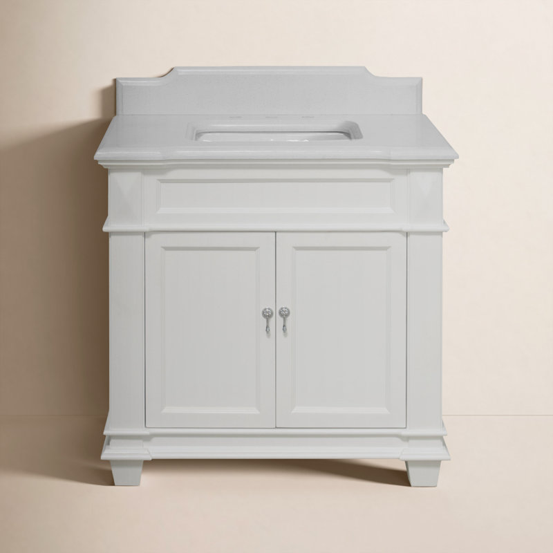Aoibhin 36'' Single Bathroom Vanity with Top, White, White Quartz