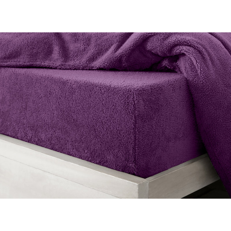 Gorgonio Velosso Teddy Soft Cosy Thermal Fleece Fitted Sheet, 91 x 190cm, Purple