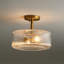 Plafonnier encastré en verre rayé Traditional - 15 po, 3 lumières, laiton antique-1305980879-1305980874