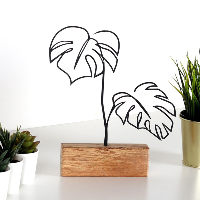 Elegant Black Decorative Object, 17 x 30 x 1.4 inches | 100% Metal with 2 mm Thickness, Solid Wood Base | Unique Home Décor Accent for Living Room, Office, or Study | Distinctive Color Variations for a Stylish Touch
