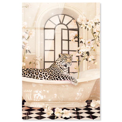 «Bathaign Relax Cheetah», reproduction d'art sur toile par Art Remedy, prête à être suspendue, 20 x 30