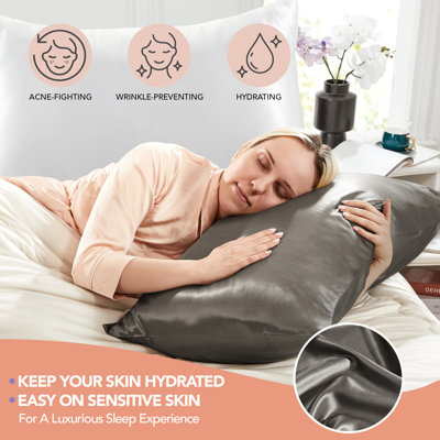 Taie d'oreiller 100% soie de mûre Deconovo pour les cheveux et la peau, taie d'oreiller en soie super douce avec 22 fibres de qualité supérieure 6A, fermeture à enveloppe, ensemble de 2