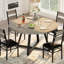 Ensemble de table de salle à manger 5 pièces pour 4 personnes, table de cuisine en bois robuste et 4 chaises rembourrées-258298007-258298004-258298006