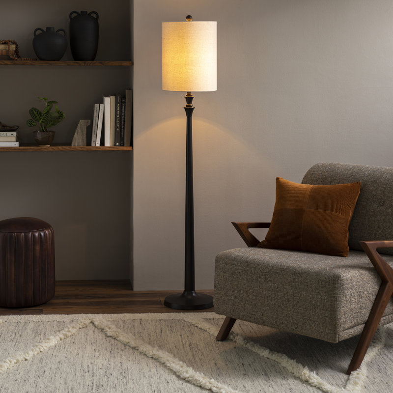 Lampe sur pied traditionnelle noire 64 po Alecs