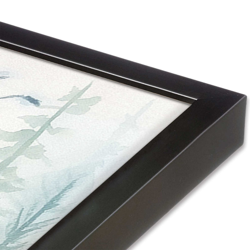 Oiseaux des bois dans la brume I, Cadre en zinc patiné, H 17,75 po x l 17,75 po