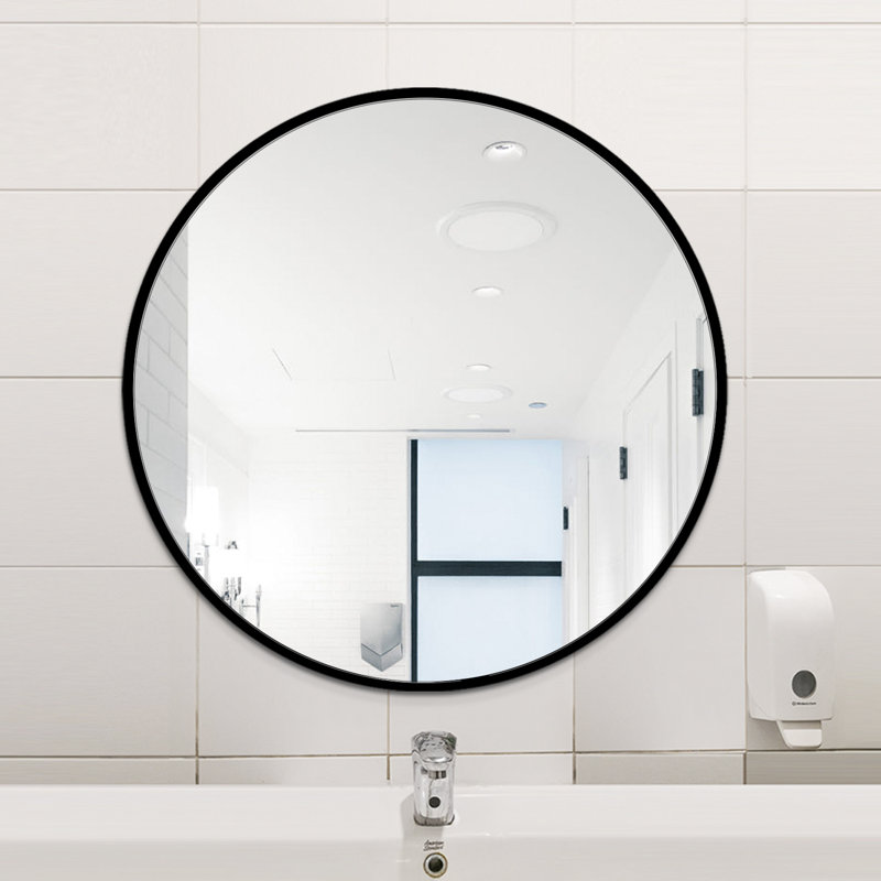 Baum Nordic Round Bathroom Framed Mirror Wall Hanging, Black, 70cm H x 70cm W x 3.5cm D