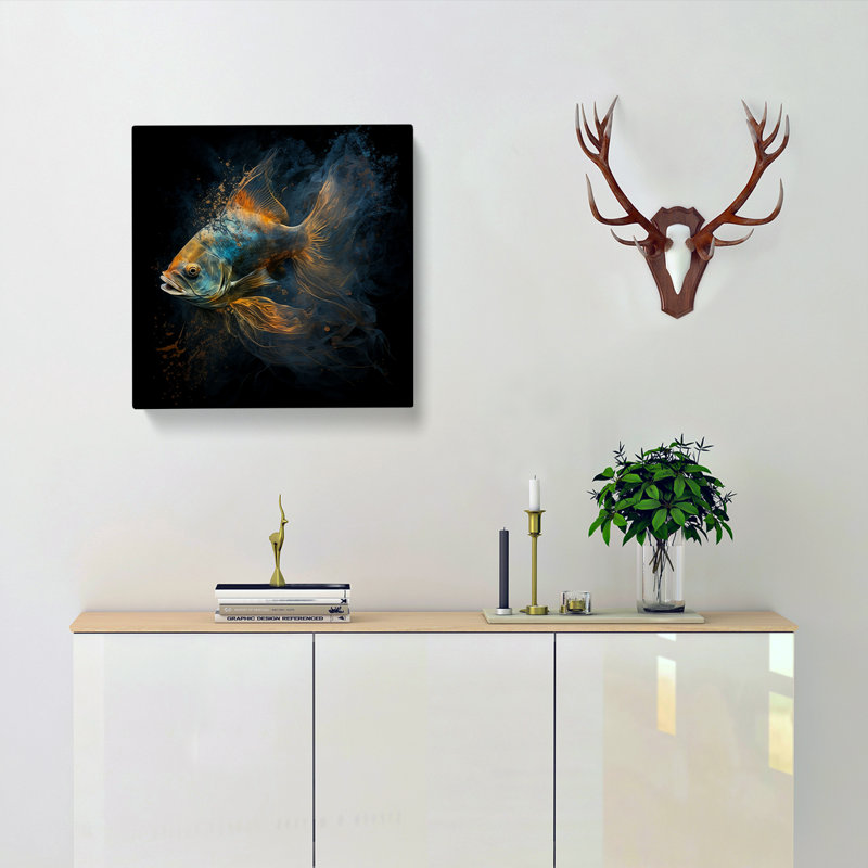 Fish Gestural Art - Wrapped Canvas, 50cm H x 50cm W x 3cm D