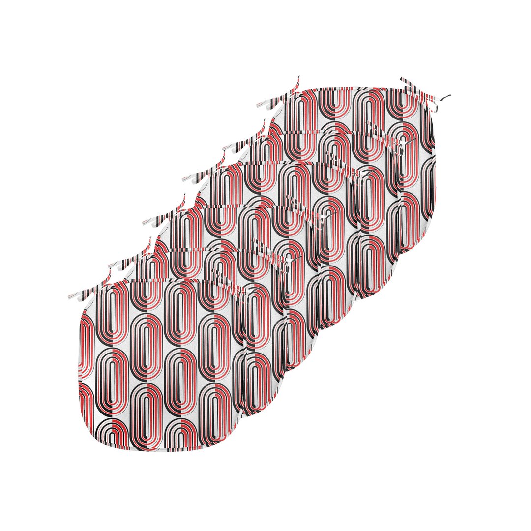 Kissen mit Riemen für Küchensitze, Abstrakte Ellipse Curves, Vermilion Weiß