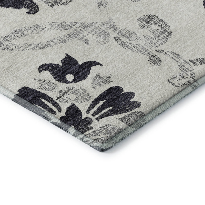 Tapis noir Prisco lavable à la machine de qualité supérieure, Rectangle 5 pi x 7 pi 6 po