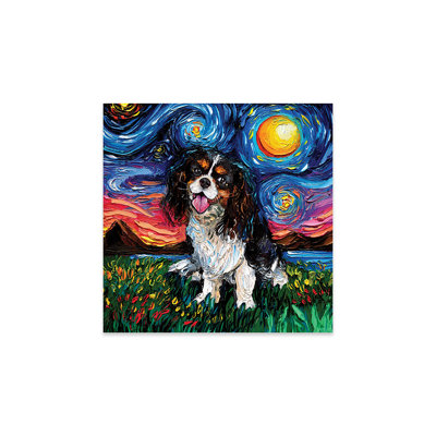 " Tri Color Cavalier King Charles Spaniel Night " by Aja Trier